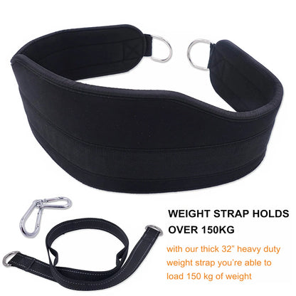 Fitness Dip Weight Lifting Belt with Chain Heavy Duty Strap Wide Thick Neoprend Padded for Pull Ups Squat Bodybuilding Workouts